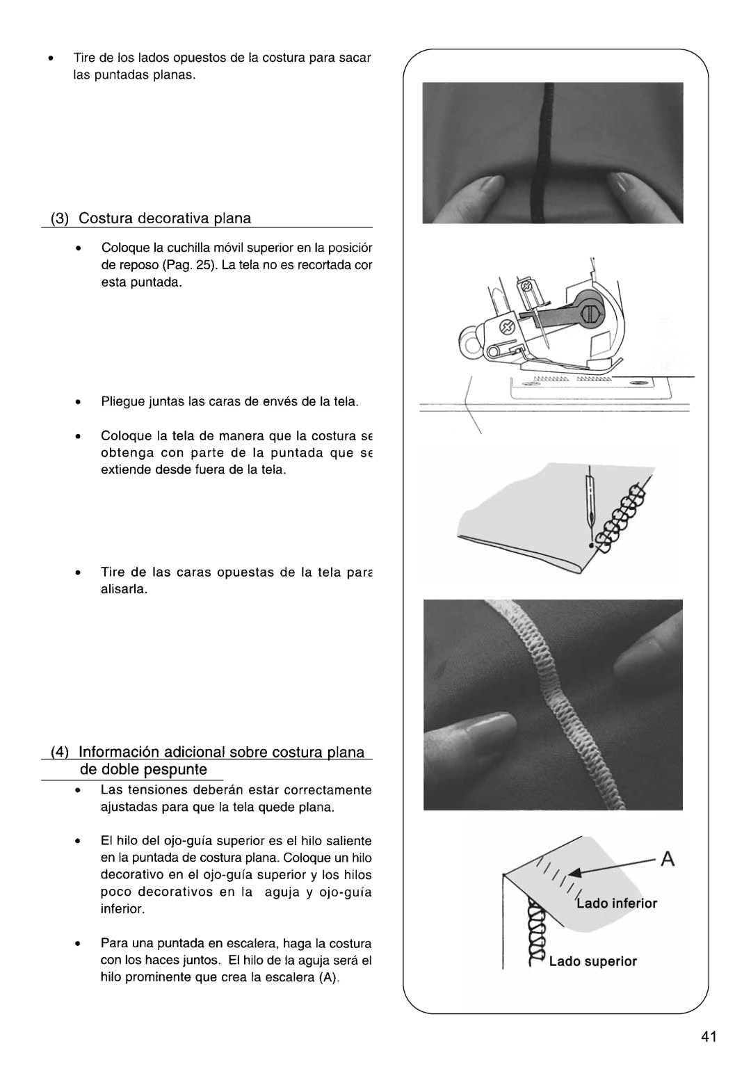 Singer 850CSH instruction manual Lado inferior Lado superior 