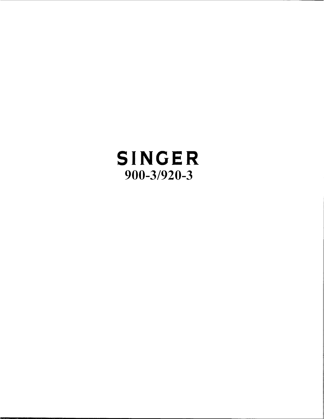 Singer 900-3, 920-3 manual 