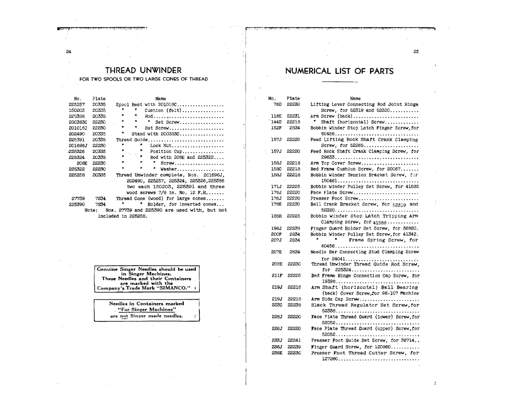 Singer 96-107, 96-87 manual 