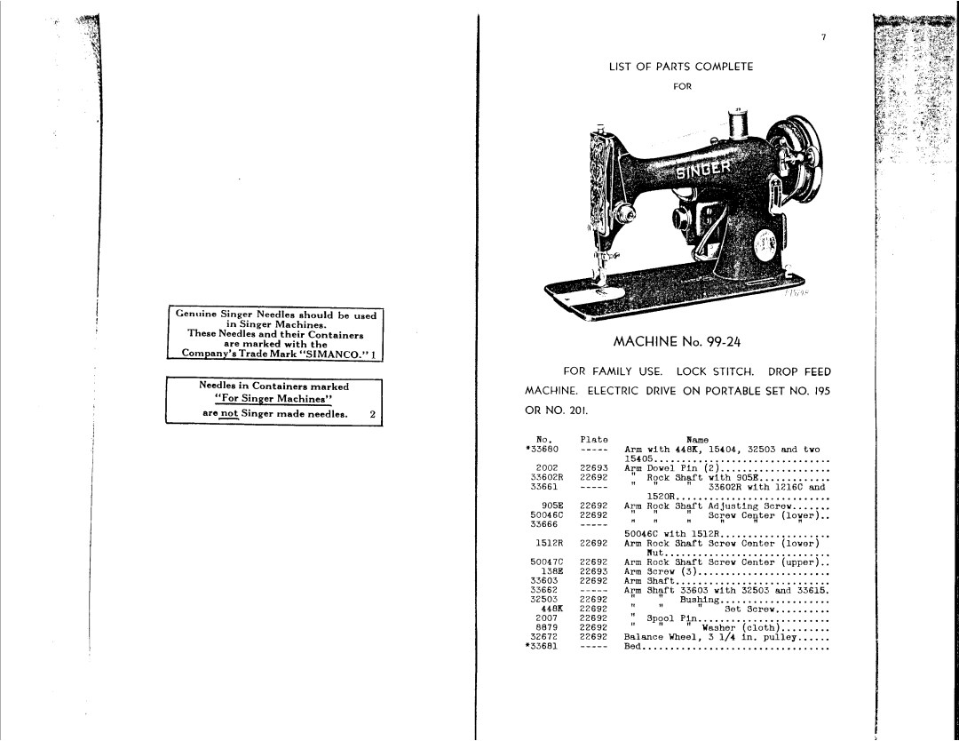 Singer 99-24 manual 