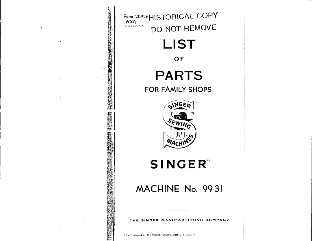 Singer 99-31 manual 