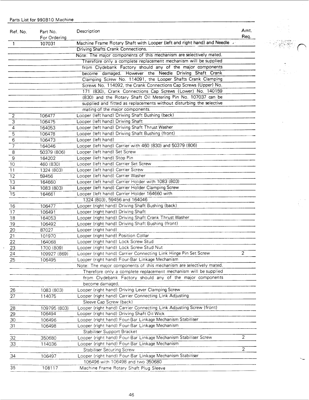 Singer 990B10, 990B11 manual 