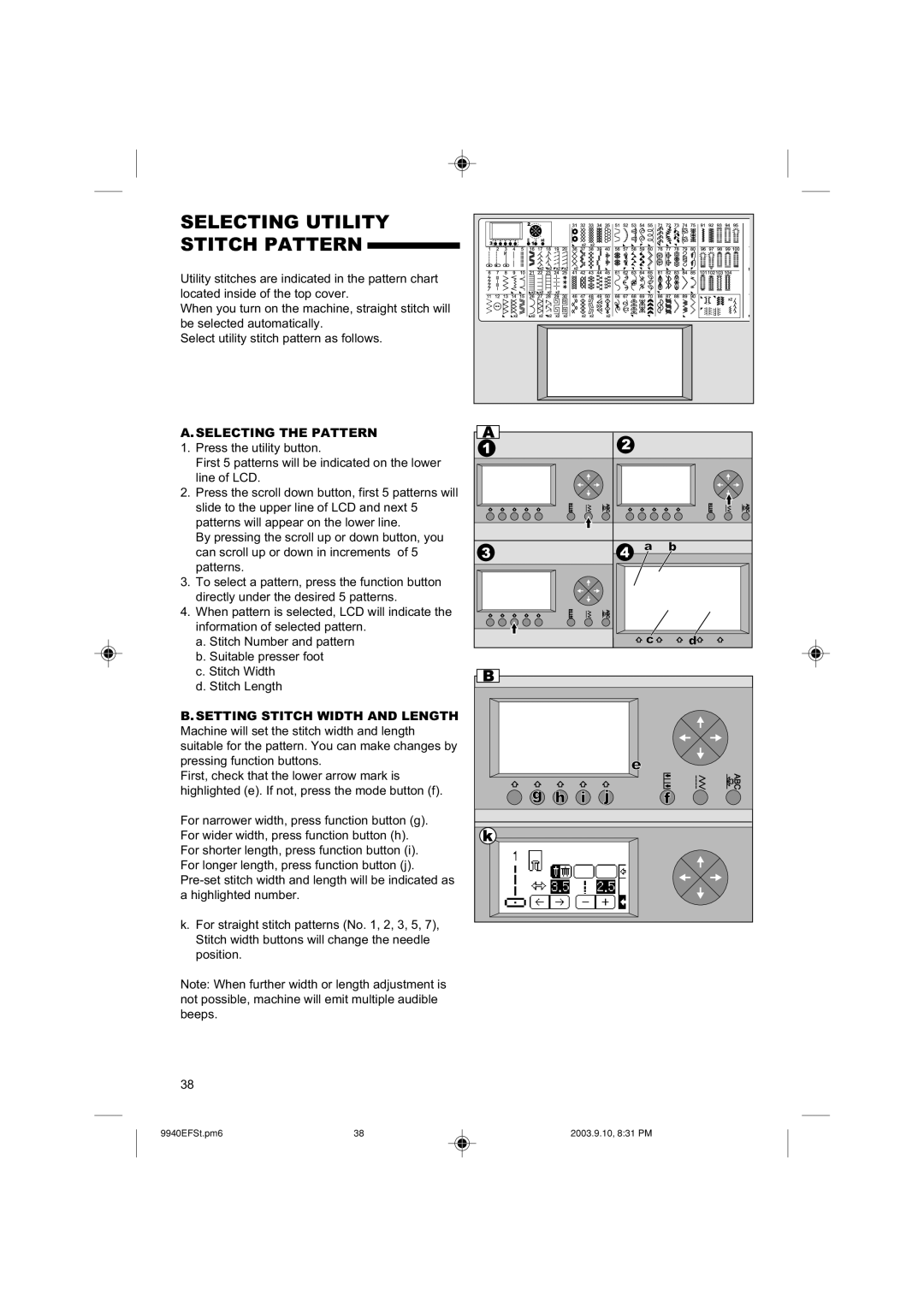 Singer 9940 instruction manual Selecting Utility Stitch Pattern, Selecting the Pattern 