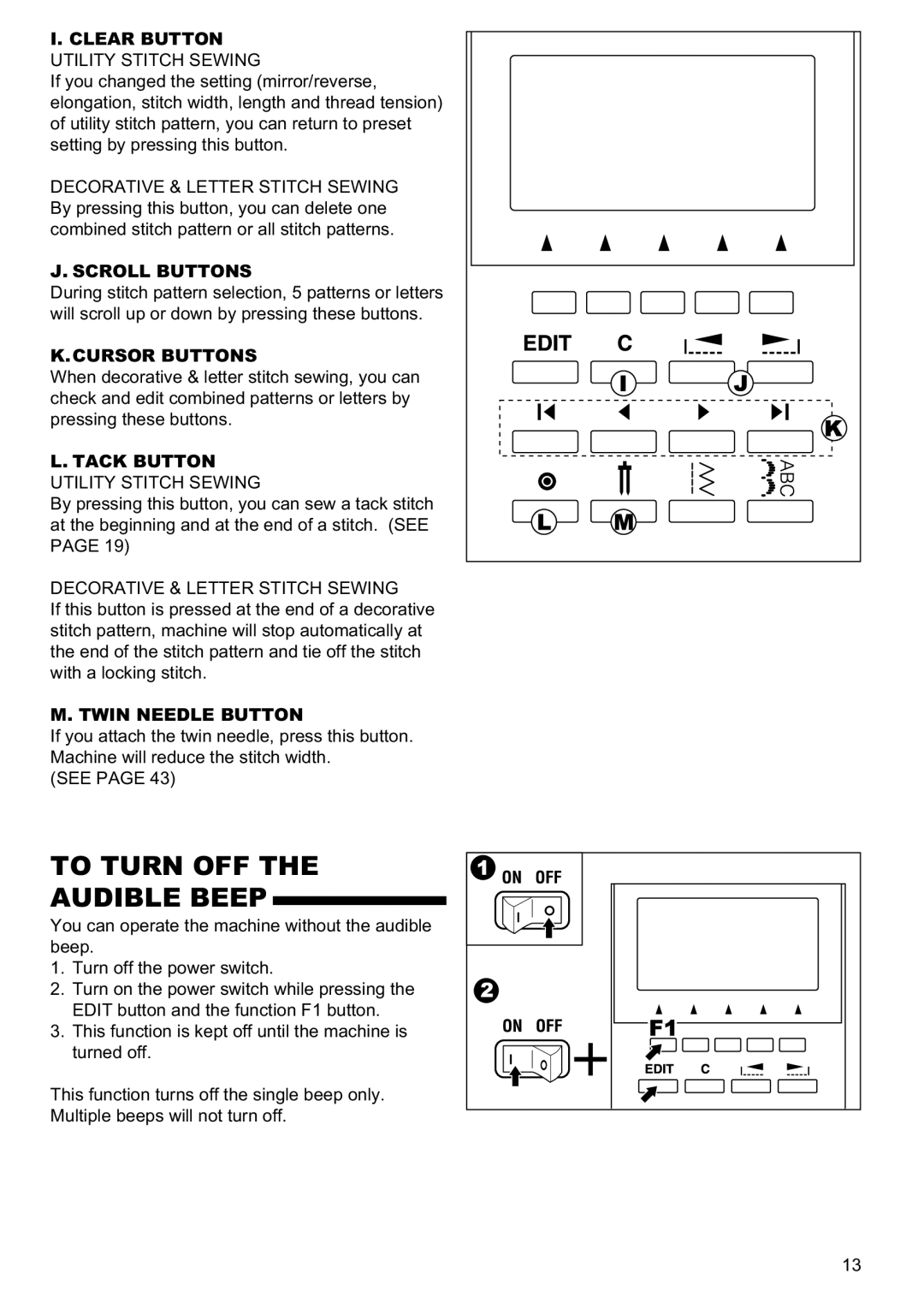 Singer 9960 instruction manual To Turn OFF Audible Beep 