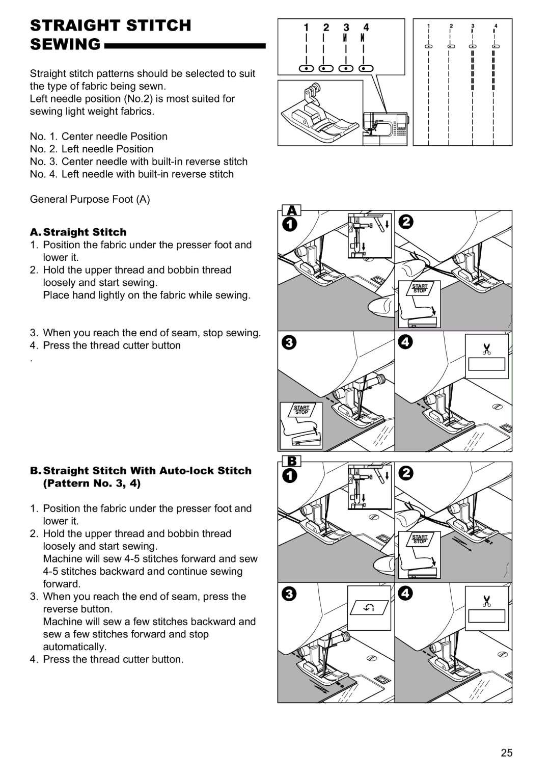 Singer 9960 instruction manual Straight Stitch Sewing, Straight Stitch With Auto-lock Stitch Pattern No 