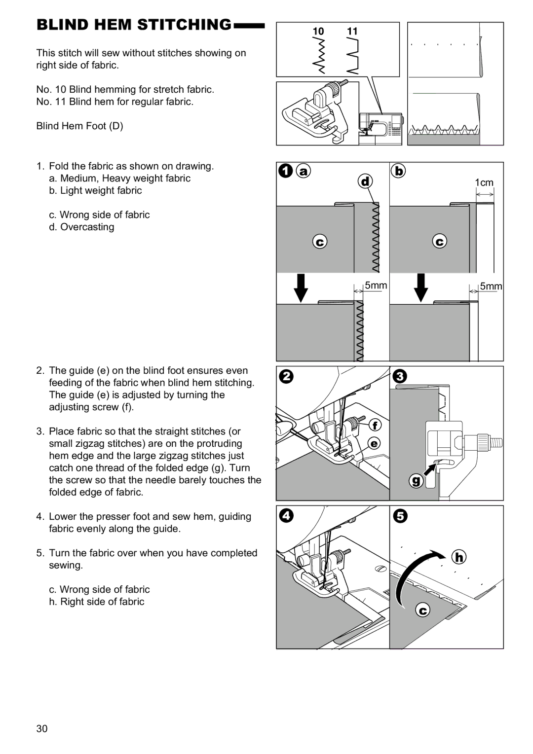 Singer 9960 instruction manual Blind HEM Stitching 