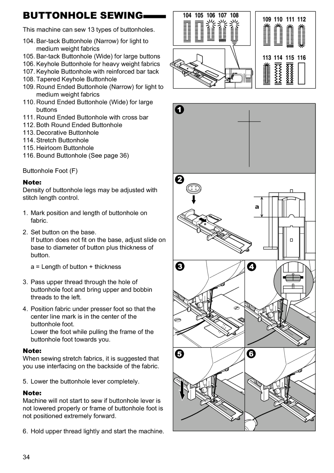 Singer 9960 instruction manual Buttonhole Sewing 