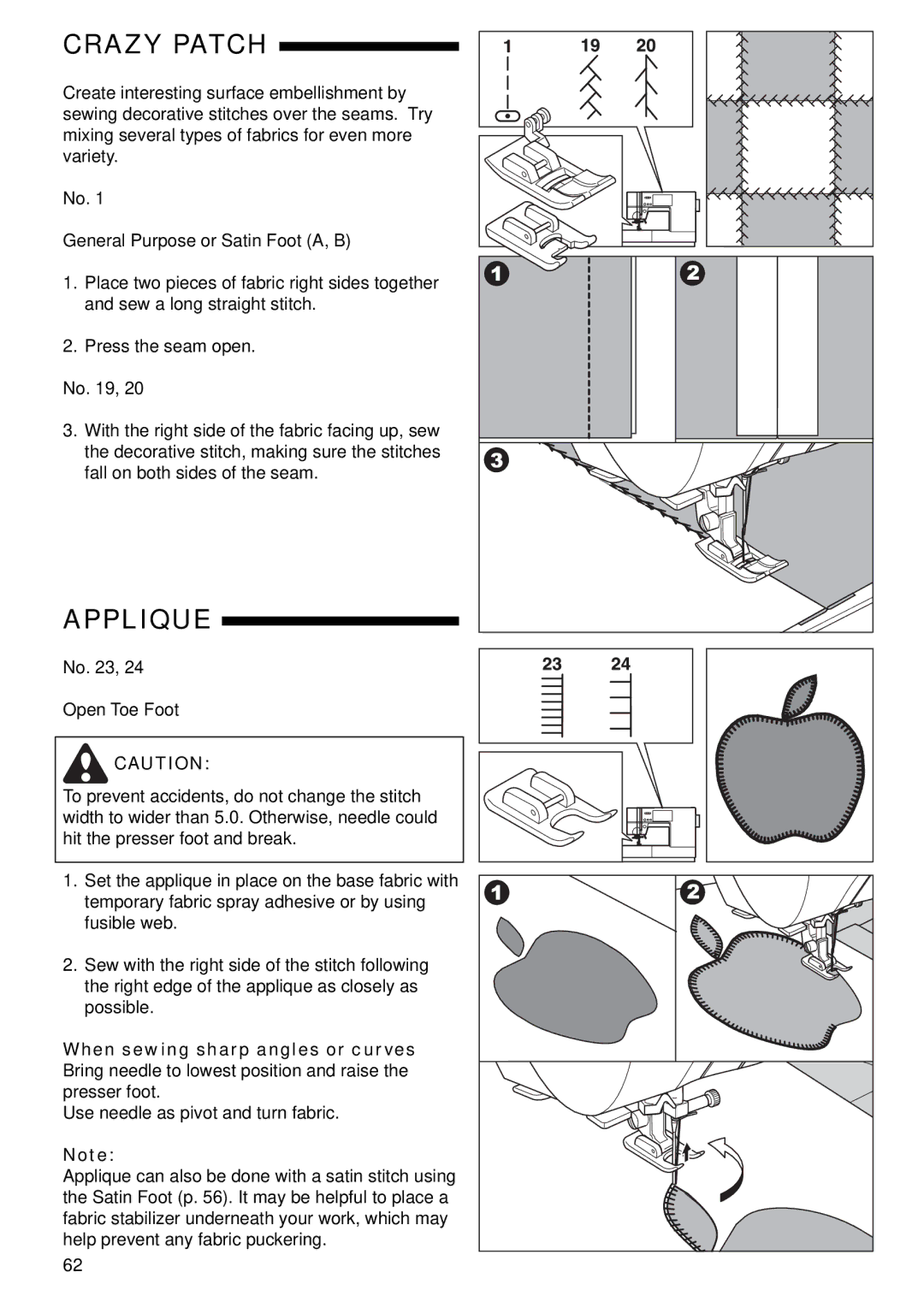 Singer 9985 instruction manual Crazy Patch, Applique 