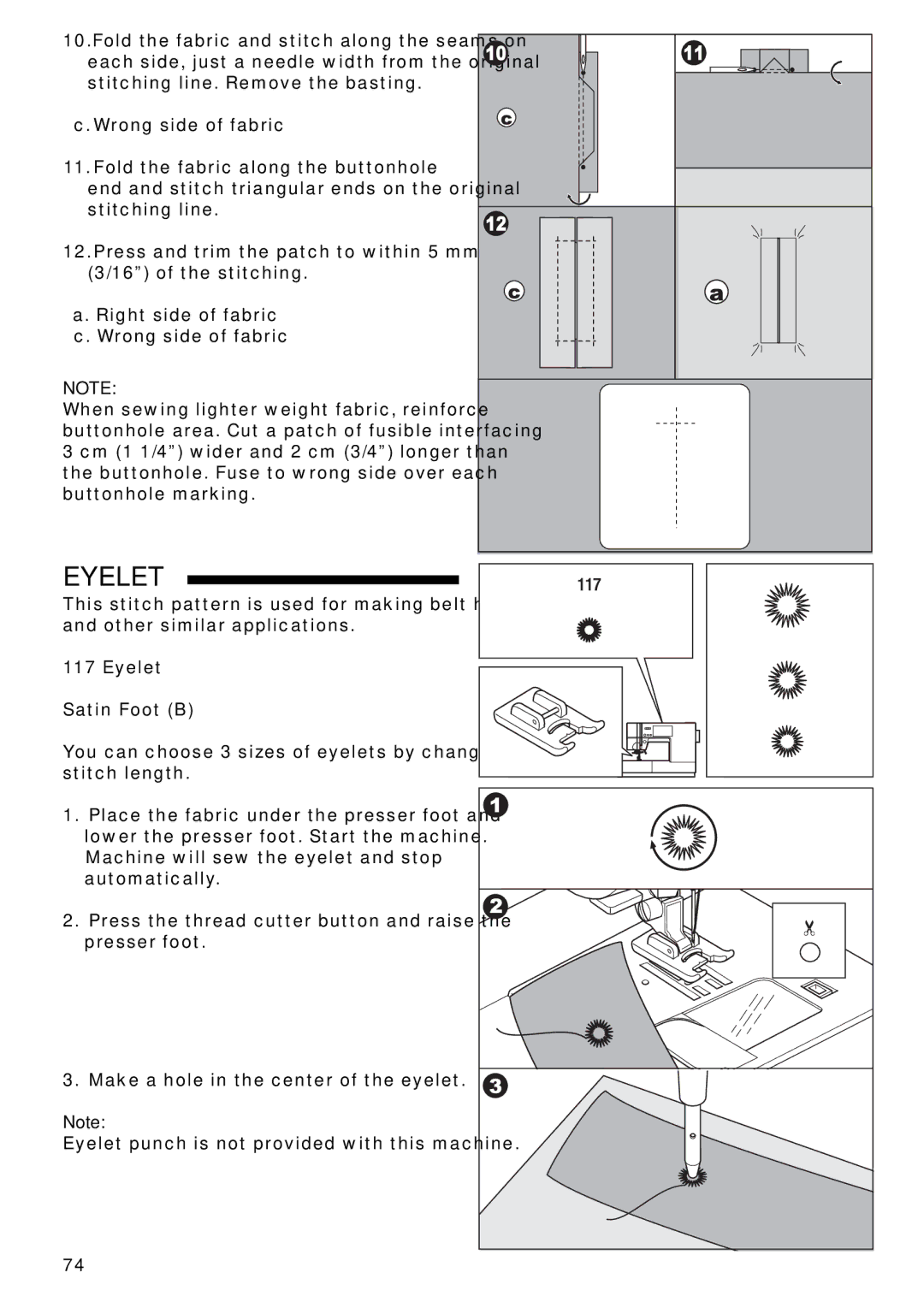 Singer 9985 instruction manual Eyelet 