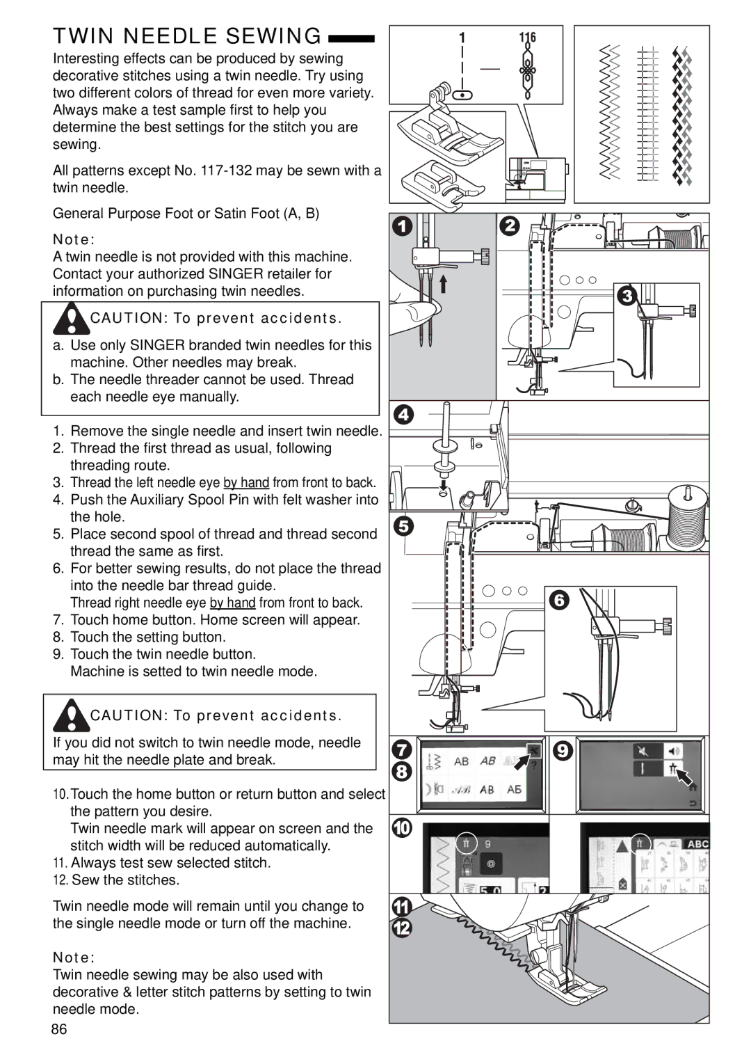 Singer 9985 instruction manual Twin Needle Sewing 