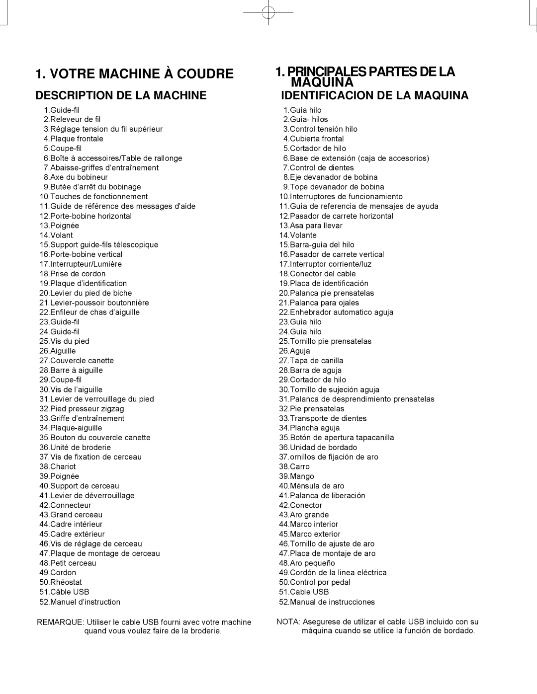 Singer CE-150 instruction manual Description DE LA Machine, Identificacion DE LA Maquina 