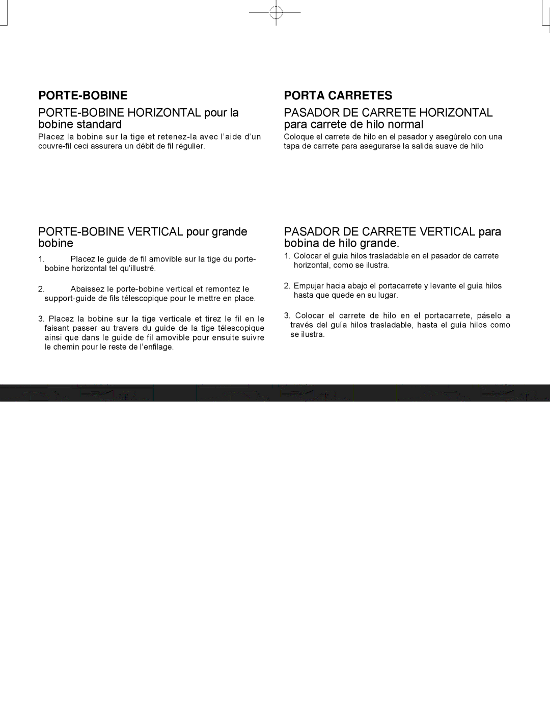 Singer CE-150 instruction manual Porte-Bobine, Porta Carretes 