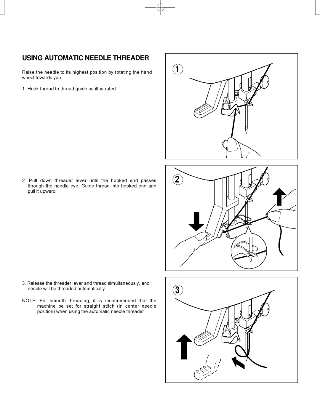 Singer CE-150 instruction manual Using Automatic Needle Threader 