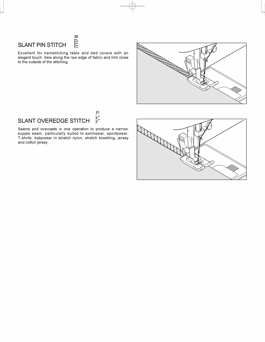 Singer CE-150 instruction manual Slant PIN Stitch, Slant Overedge Stitch 