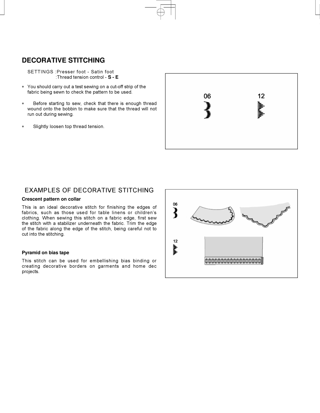 Singer CE-150 instruction manual Examples of Decorative Stitching 