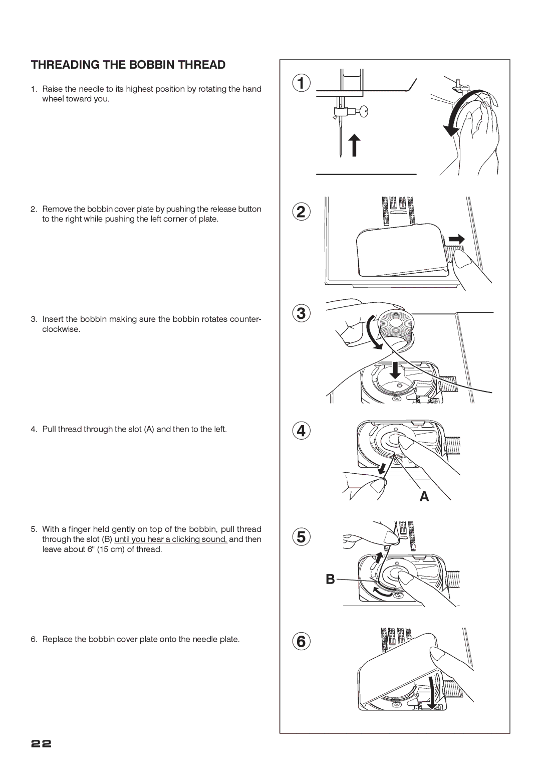 Singer CE-200 instruction manual Threading the Bobbin Thread 