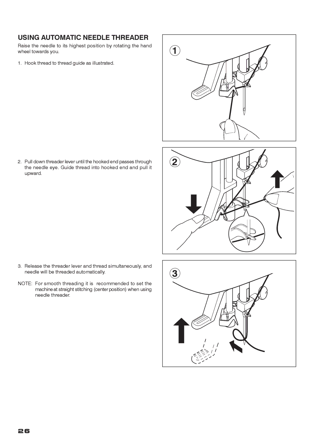 Singer CE-200 instruction manual Using Automatic Needle Threader 