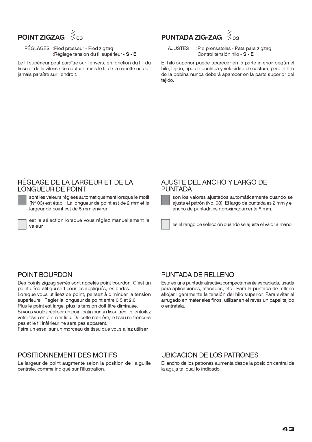 Singer CE-200 instruction manual Point Zigzag, Puntada ZIG-ZAG 