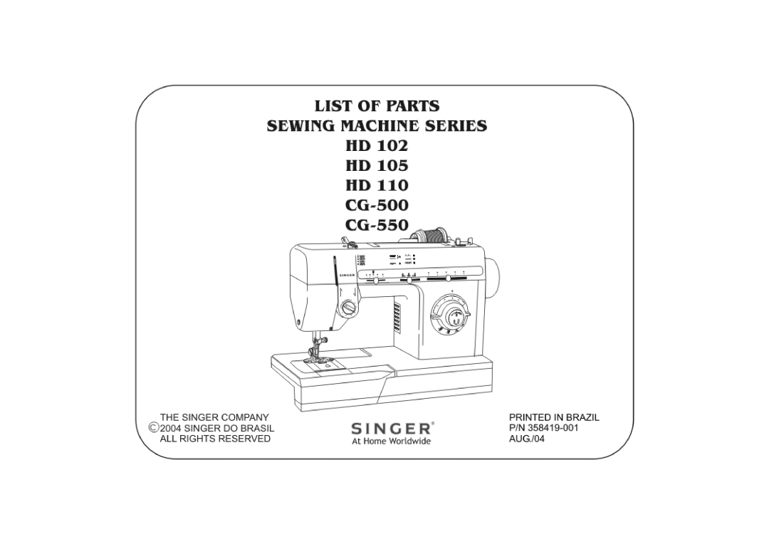 Singer HD 105, CG-550, HD 102 manual 