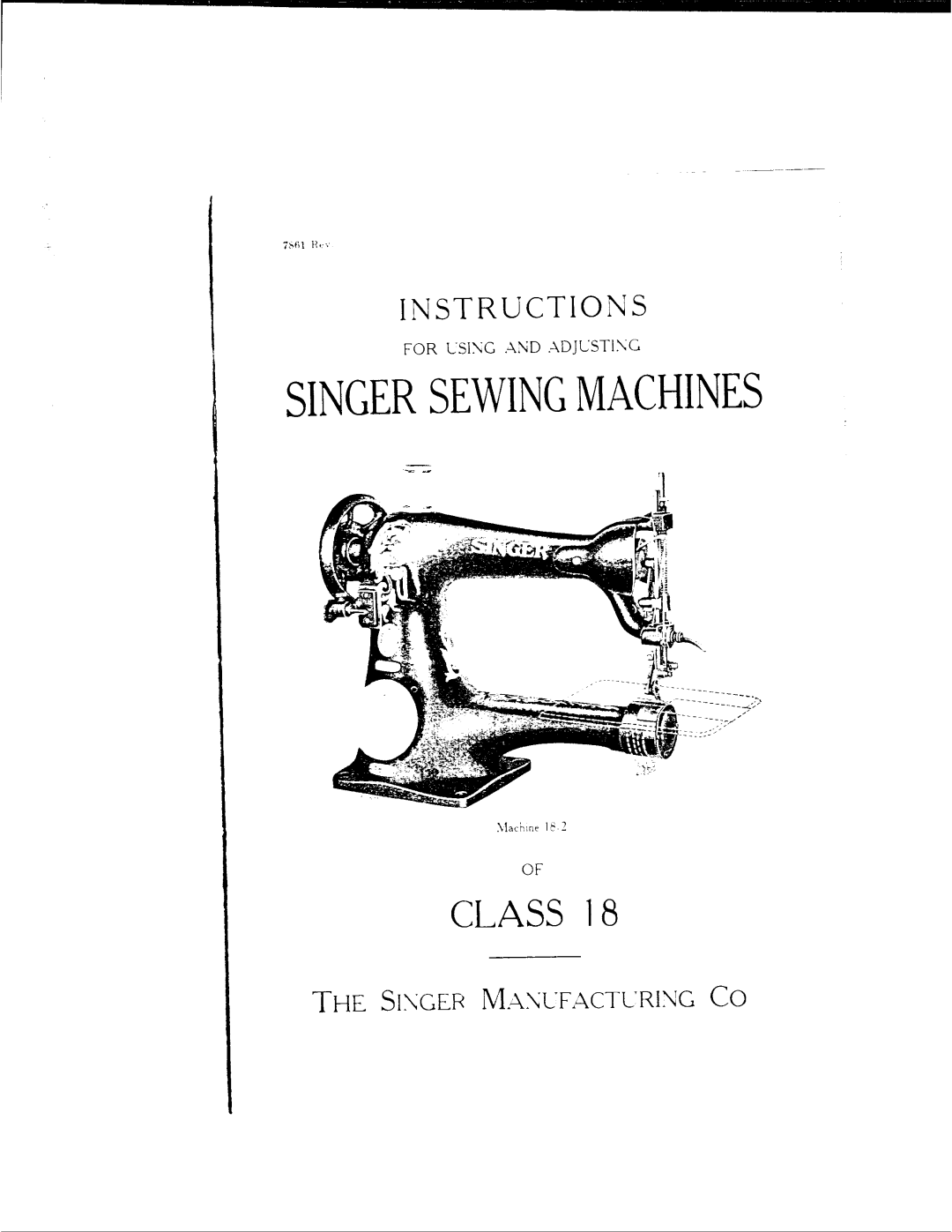 Singer CLASS 18 manual 