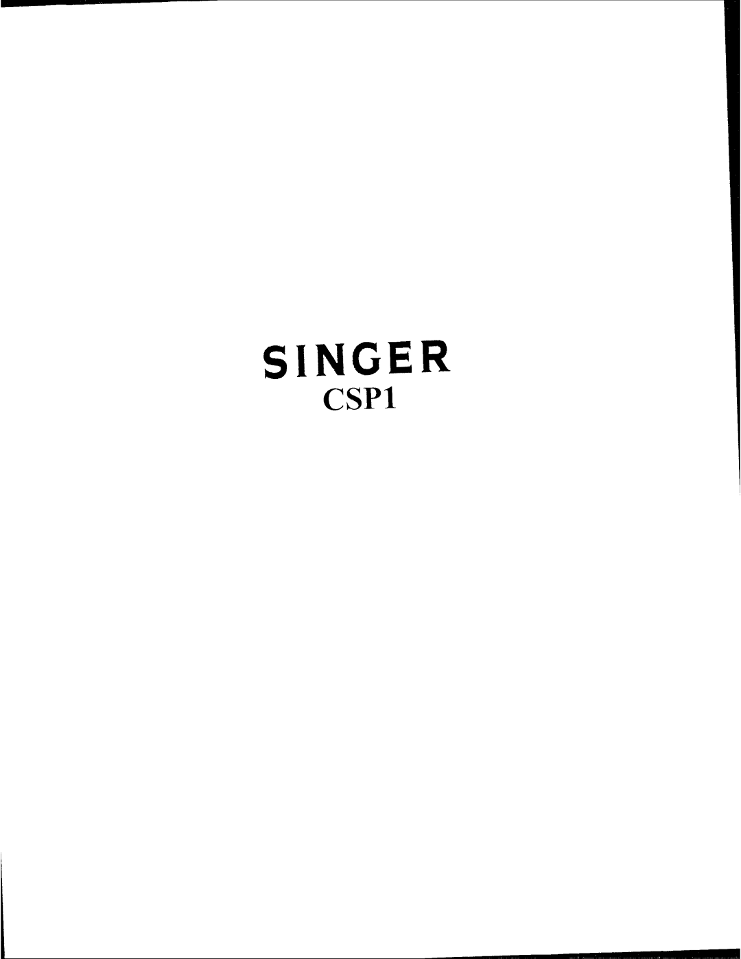 Singer CSP1 manual 