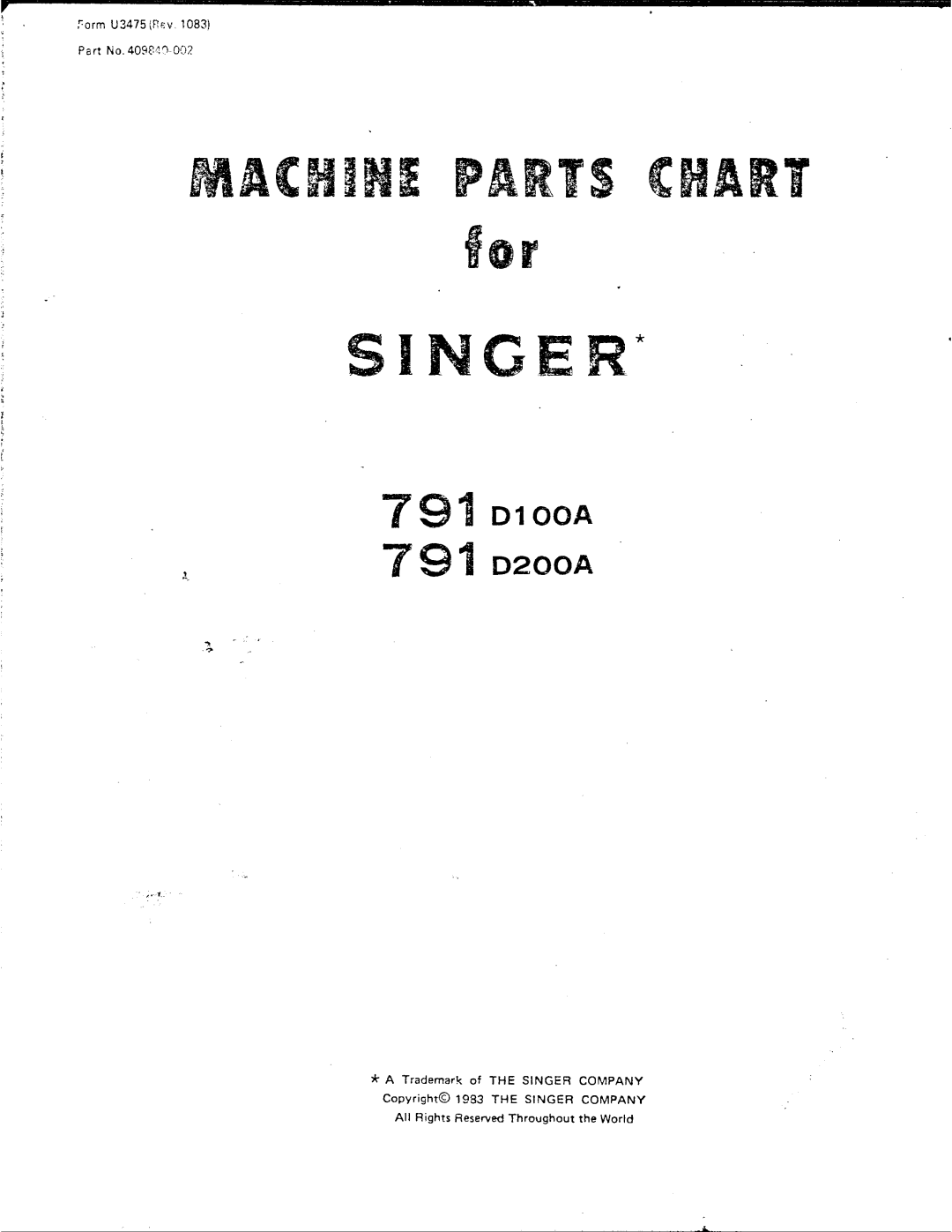 Singer D200A, 791D100A manual 