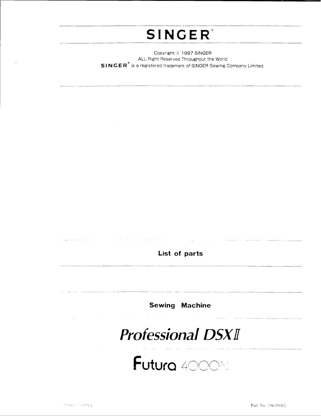 Singer DSXII manual 