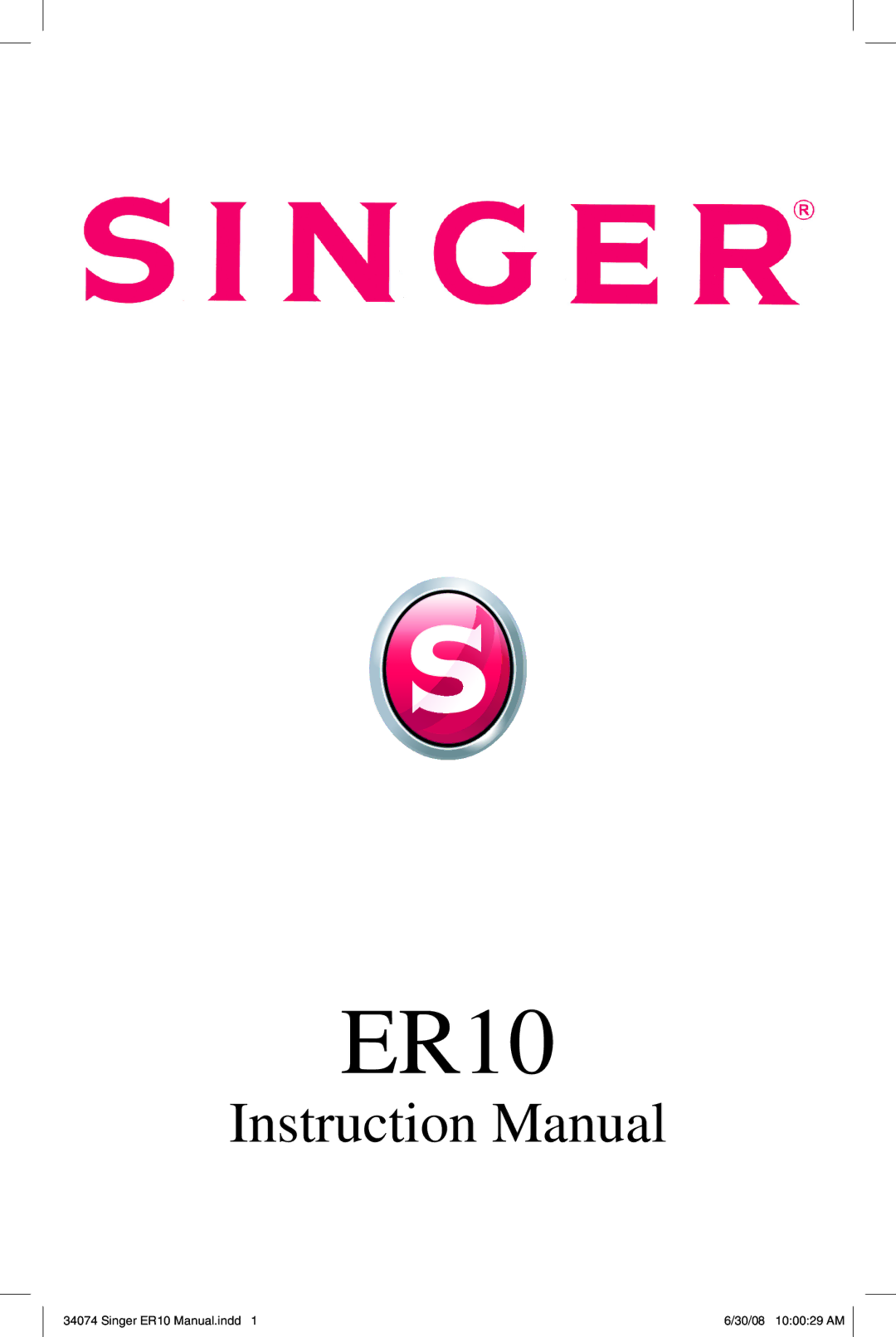 Singer ER10 instruction manual 