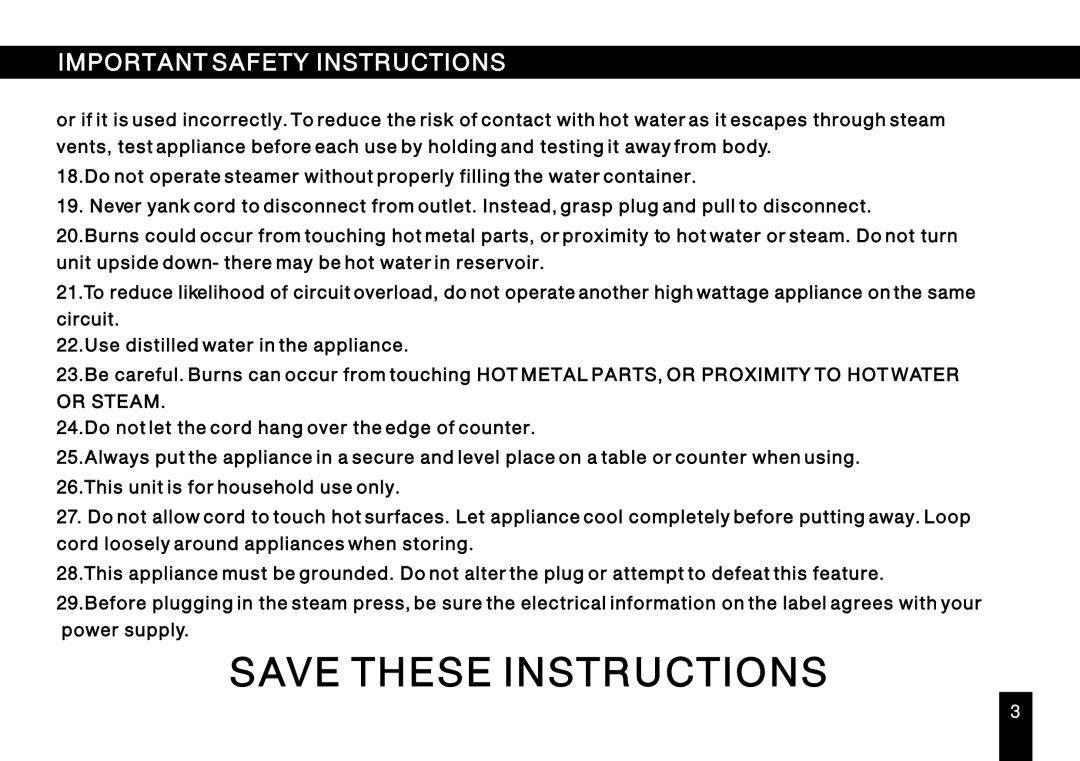 Singer ESP 2 instruction manual This unit is for household use only 