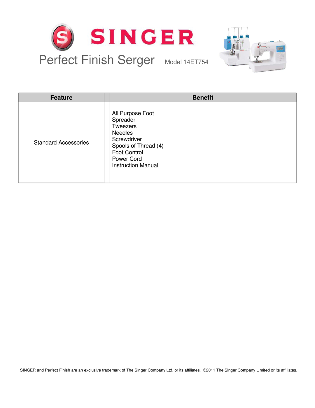 Singer ET-1 manual All Purpose Foot 