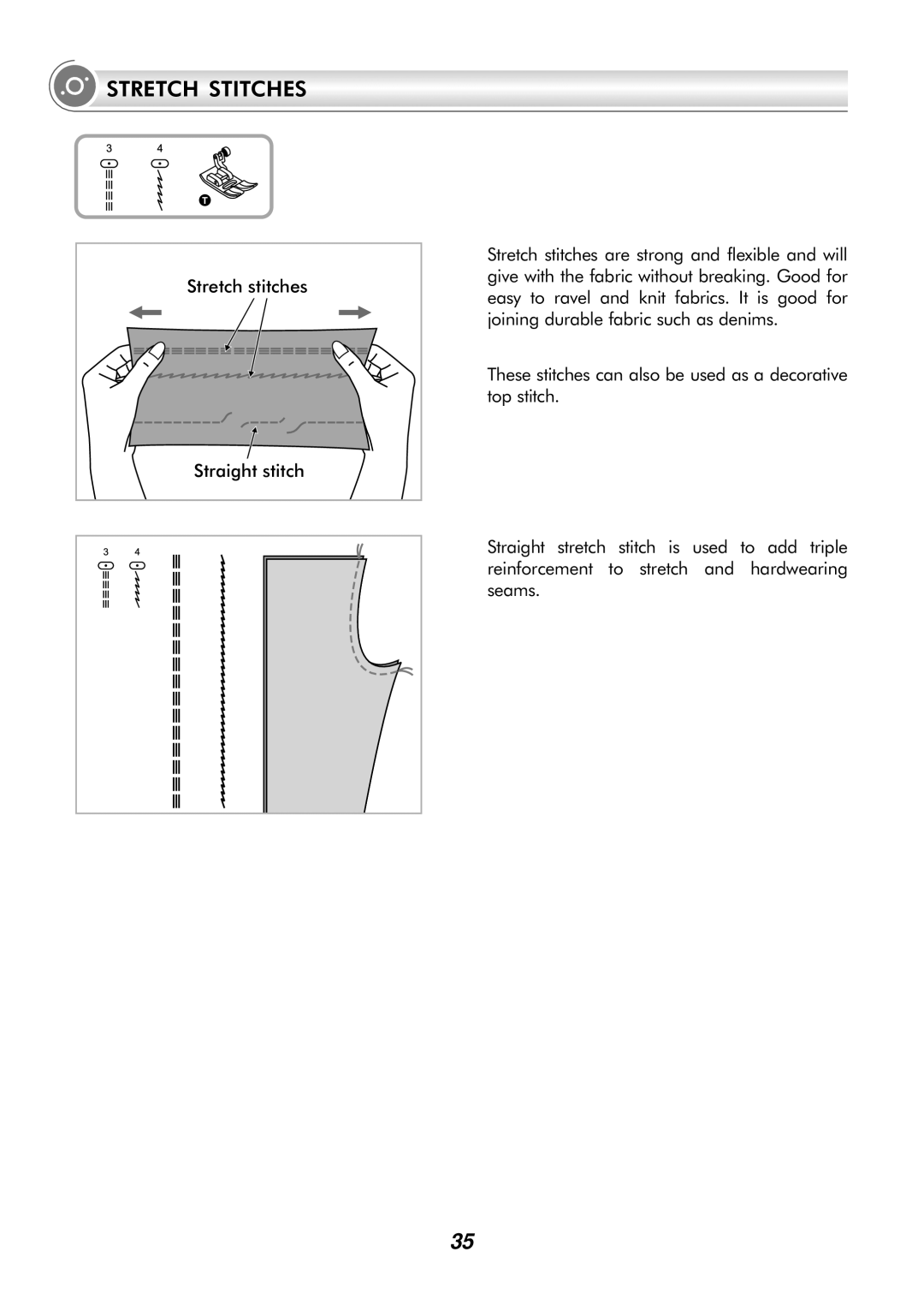 Singer H74 instruction manual Stretch Stitches 