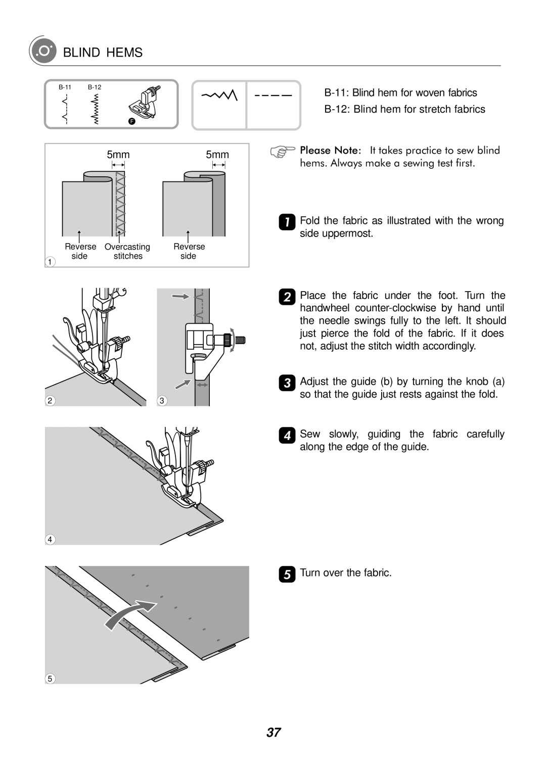 Singer H74 instruction manual Blind Hems 