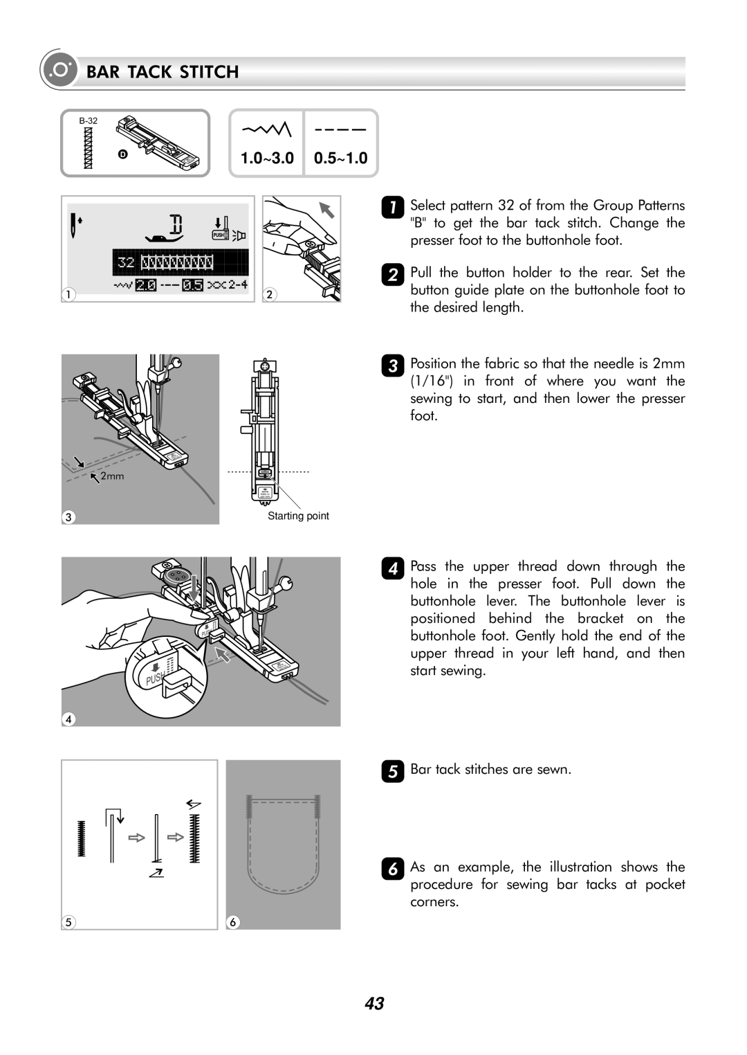 Singer H74 instruction manual BAR Tack Stitch 