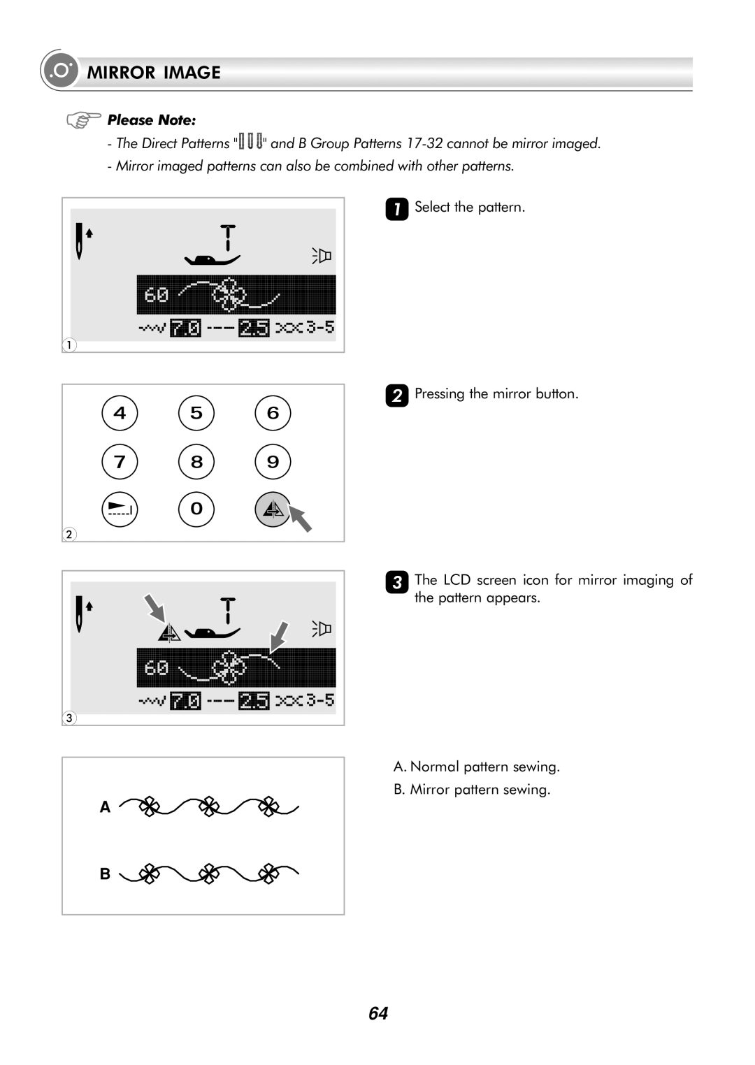 Singer H74 instruction manual Mirror Image 