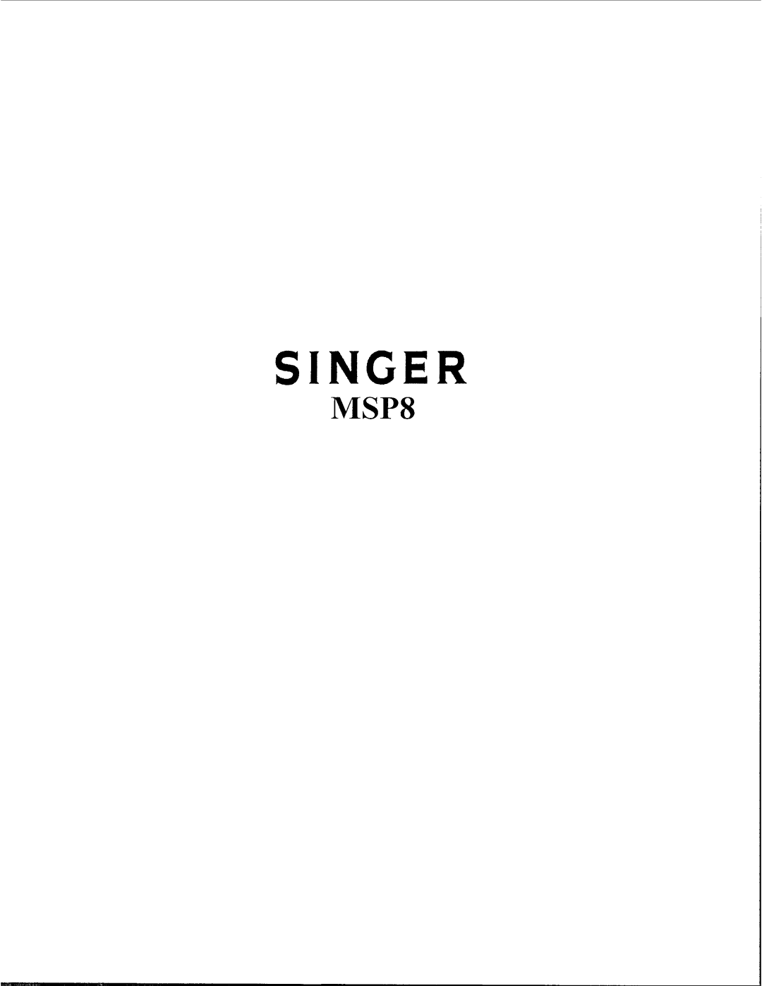 Singer MSP8 manual 