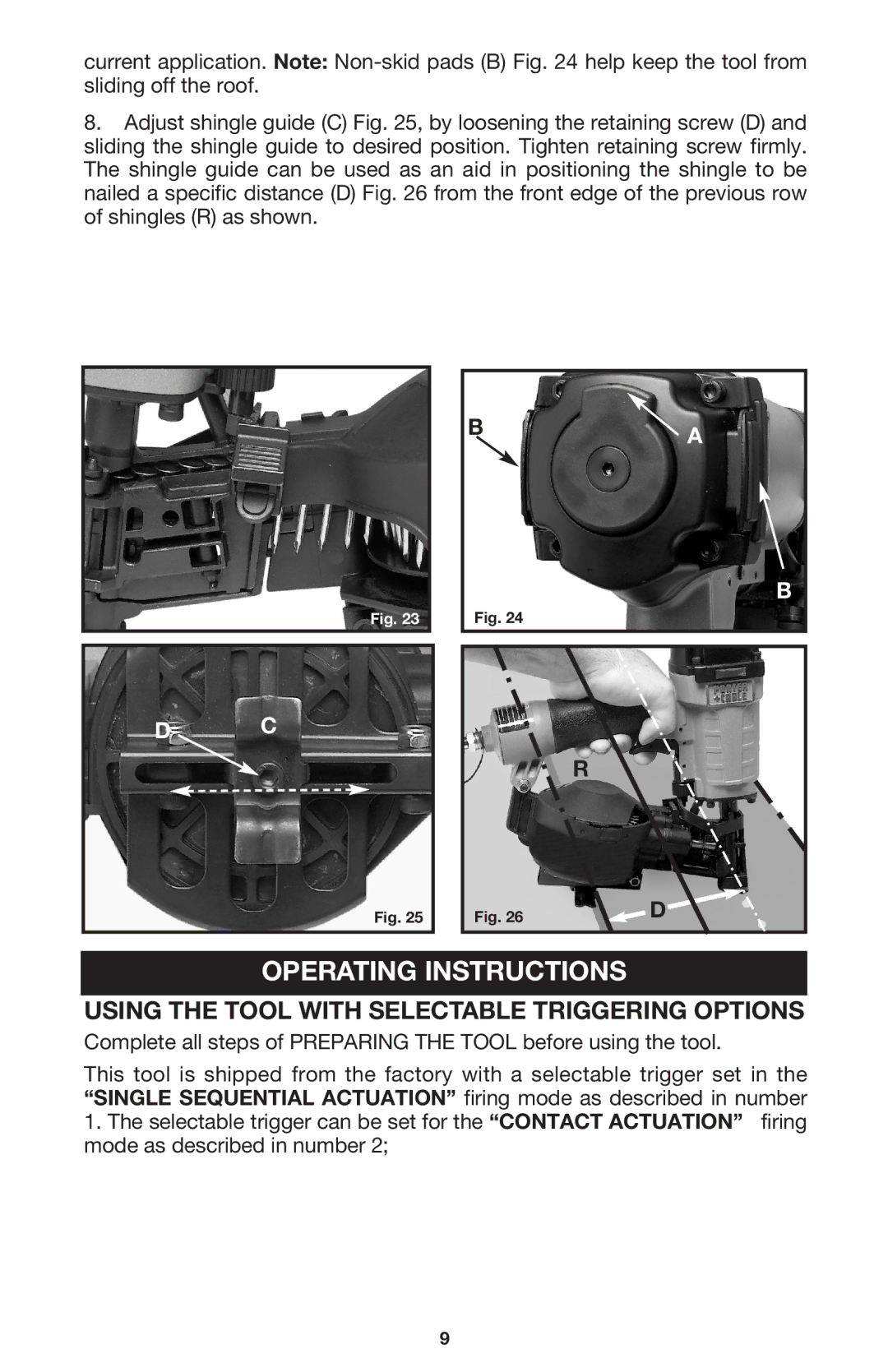 Singer RN175A instruction manual Operating Instructions, Using the Tool with Selectable Triggering Options 