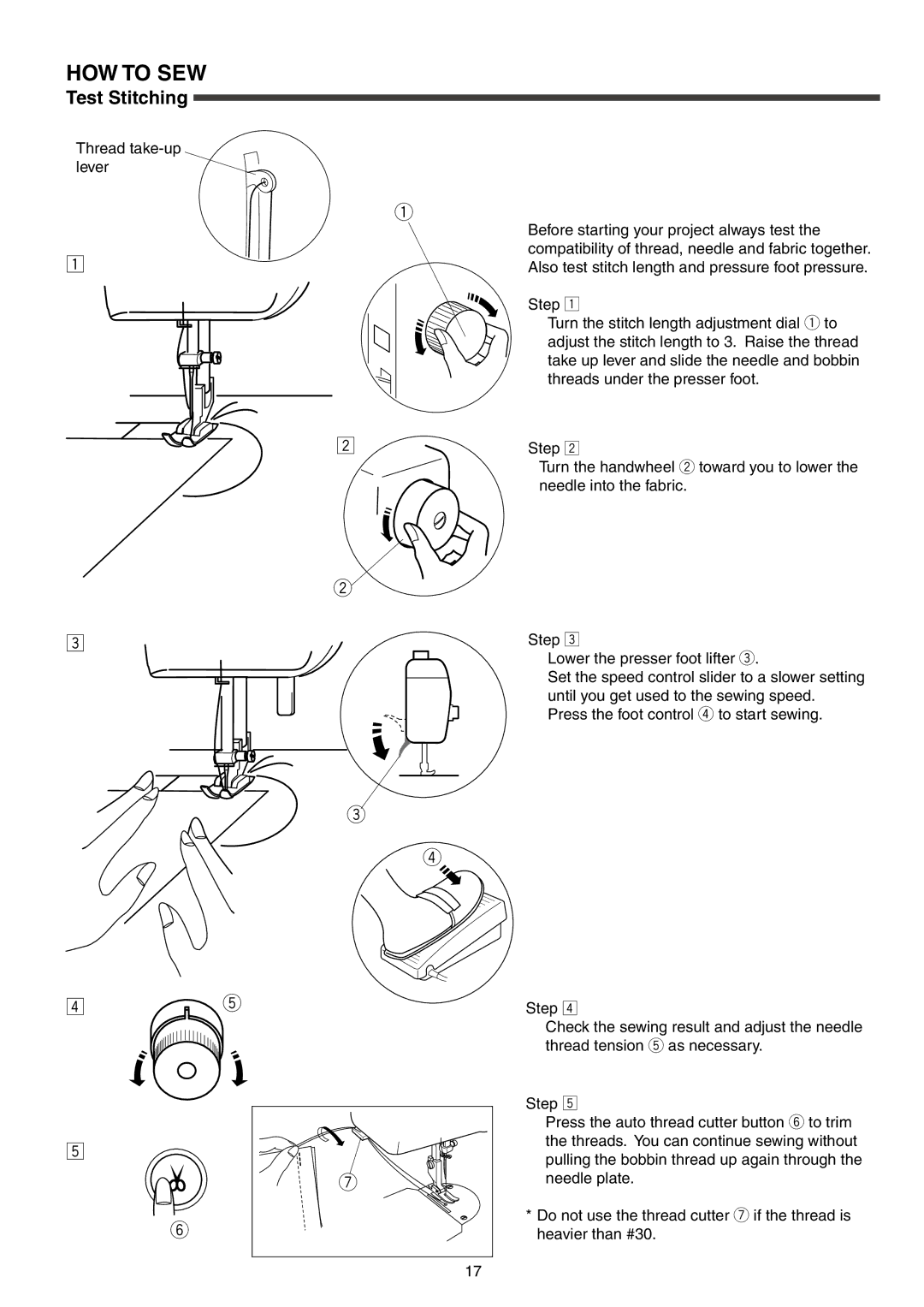 Singer S16 instruction manual HOW to SEW, Test Stitching 