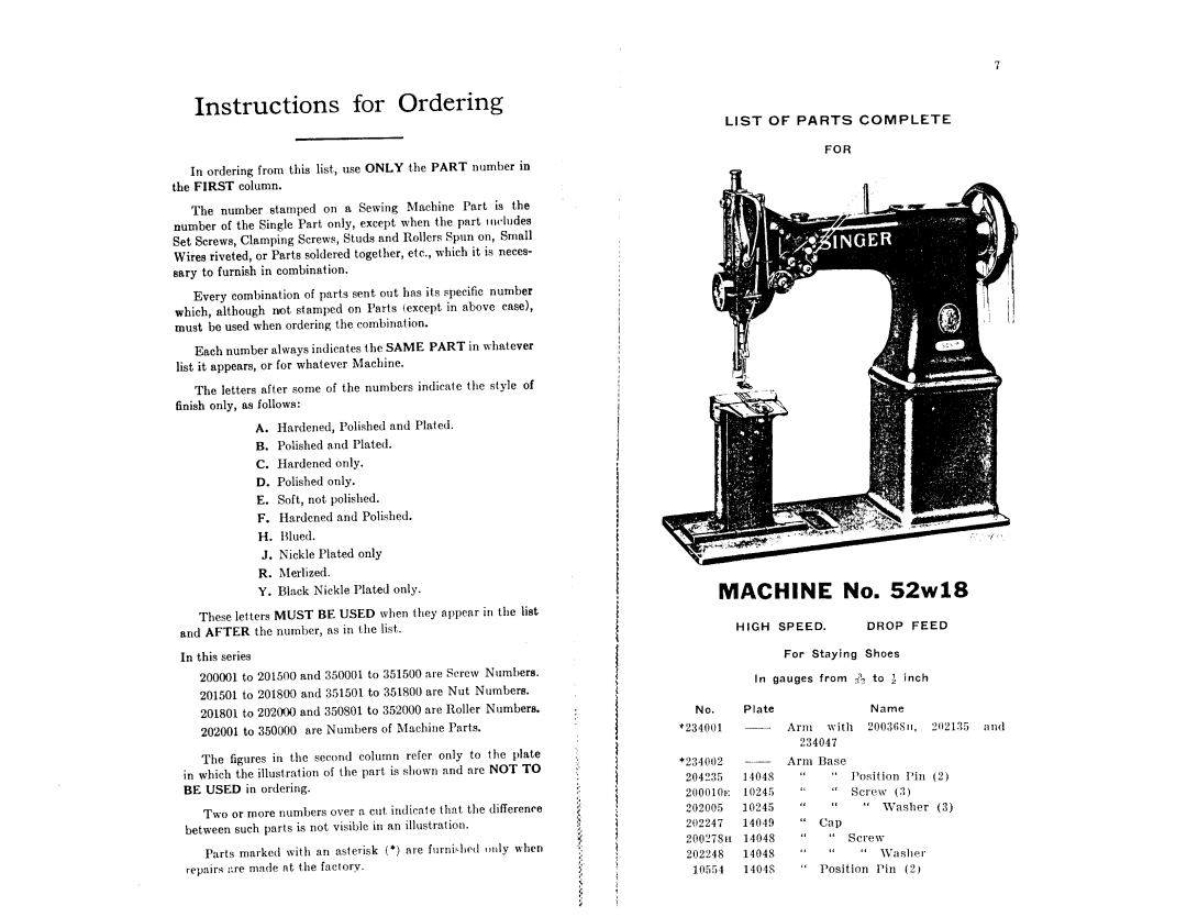 Singer 52W18, W19 manual 