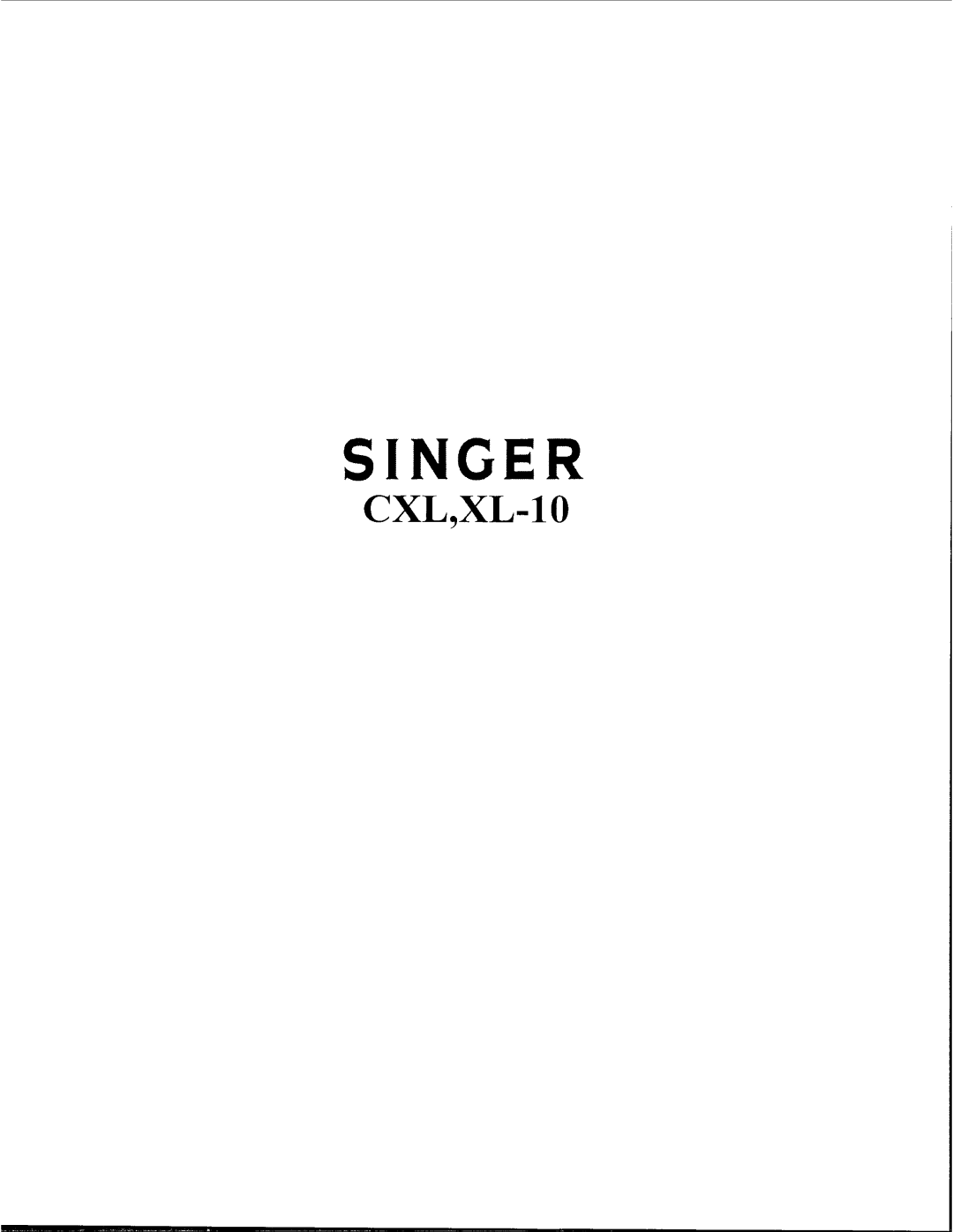 Singer CXL, XL-10 manual 