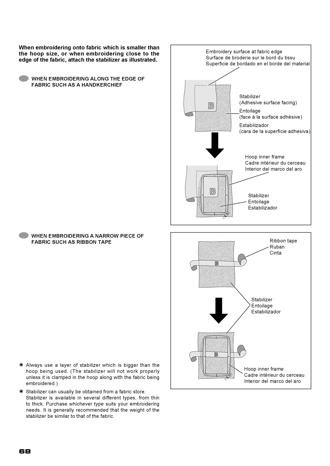 Singer XL-400 instruction manual When Embroidering Along The Edge Of Fabric Such As A Handkerchief 