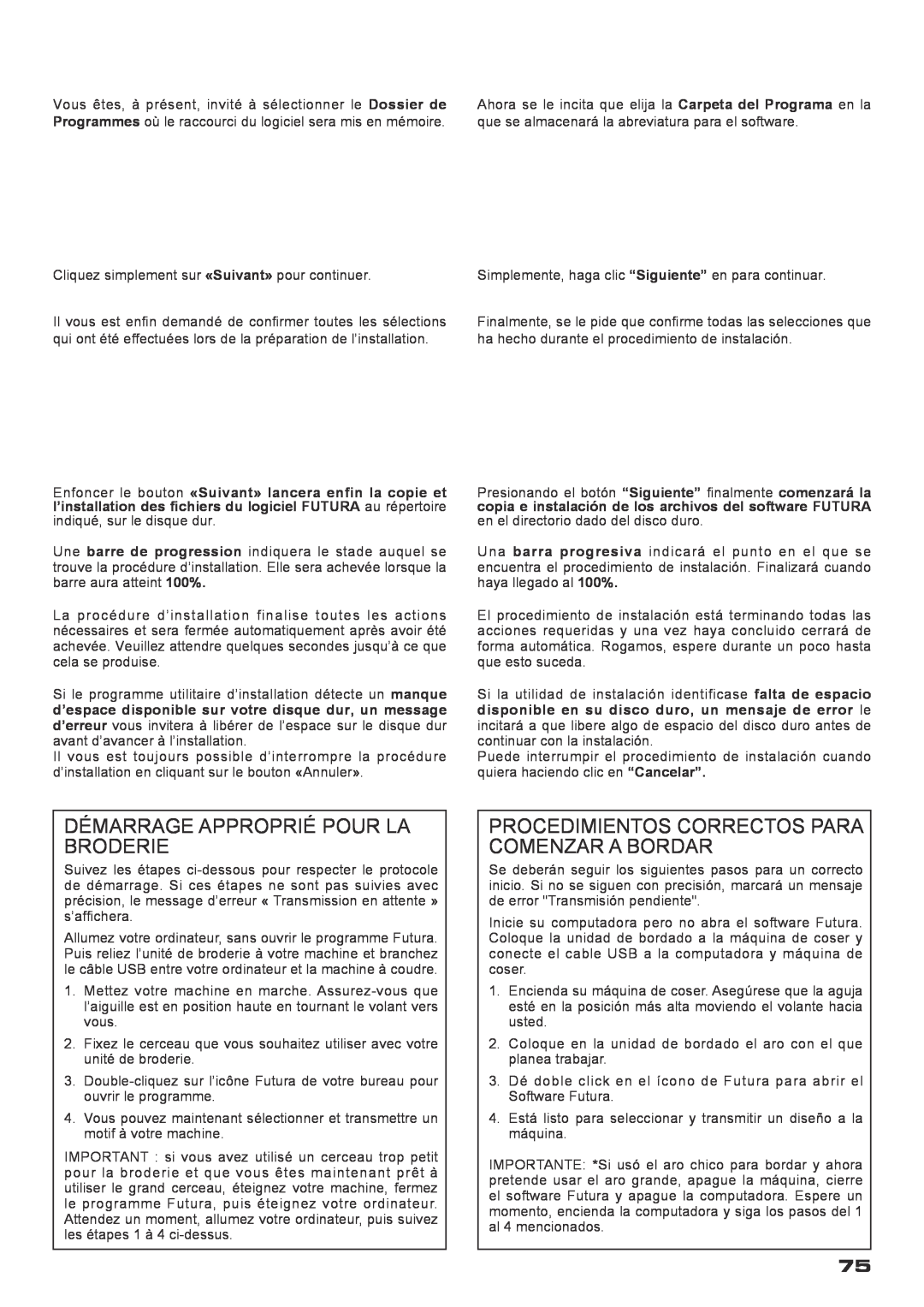 Singer XL-400 instruction manual Démarrage Approprié Pour La Broderie, Procedimientos Correctos Para Comenzar A Bordar 