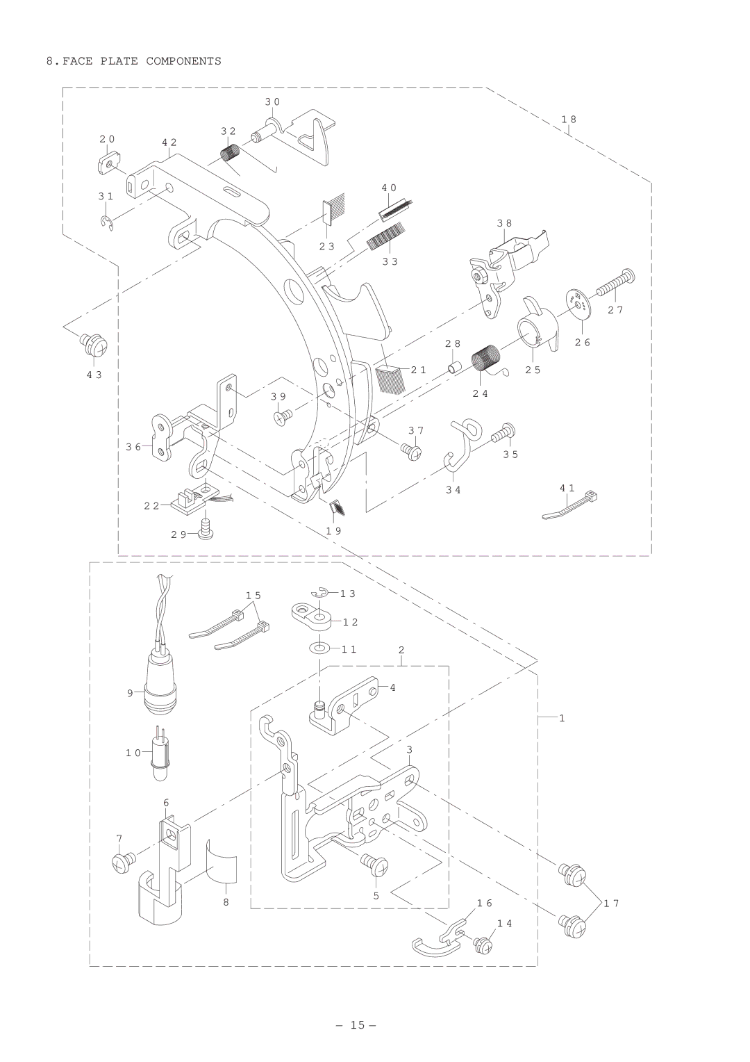 Singer XL-5000 manual Face Plate Components 