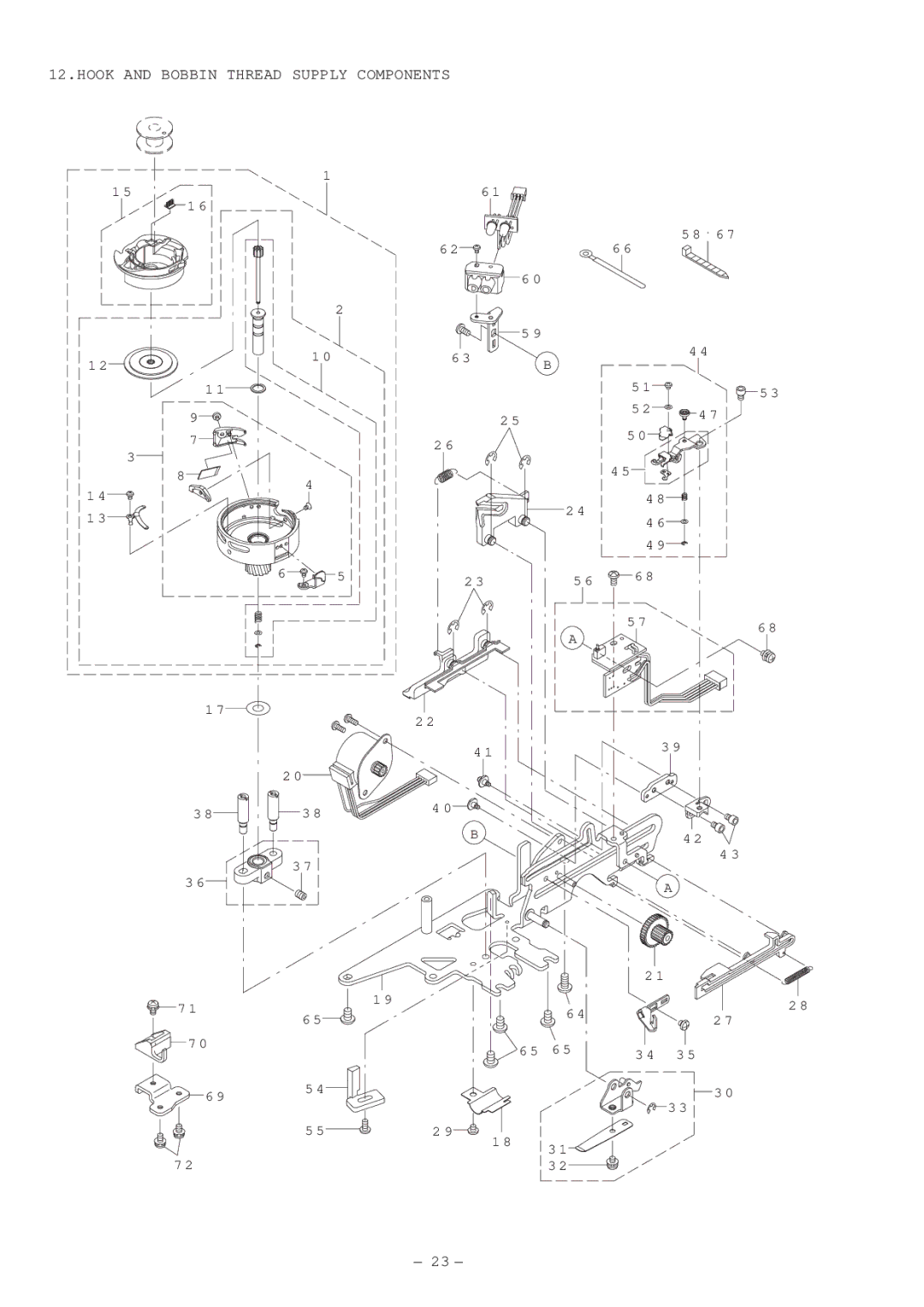 Singer XL-5000 manual Hook and Bobbin Thread Supply Components 