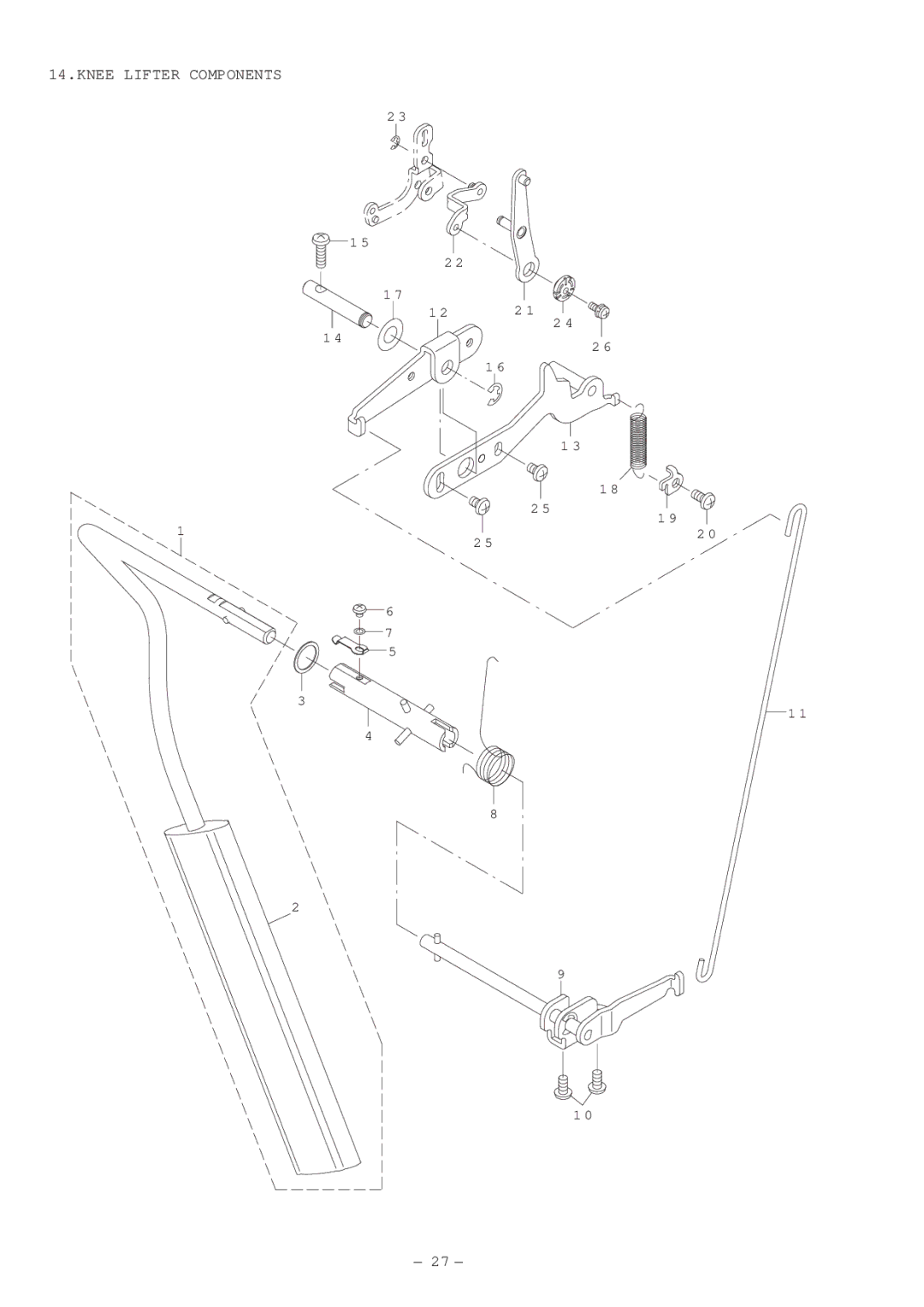 Singer XL-5000 manual Knee Lifter Components 