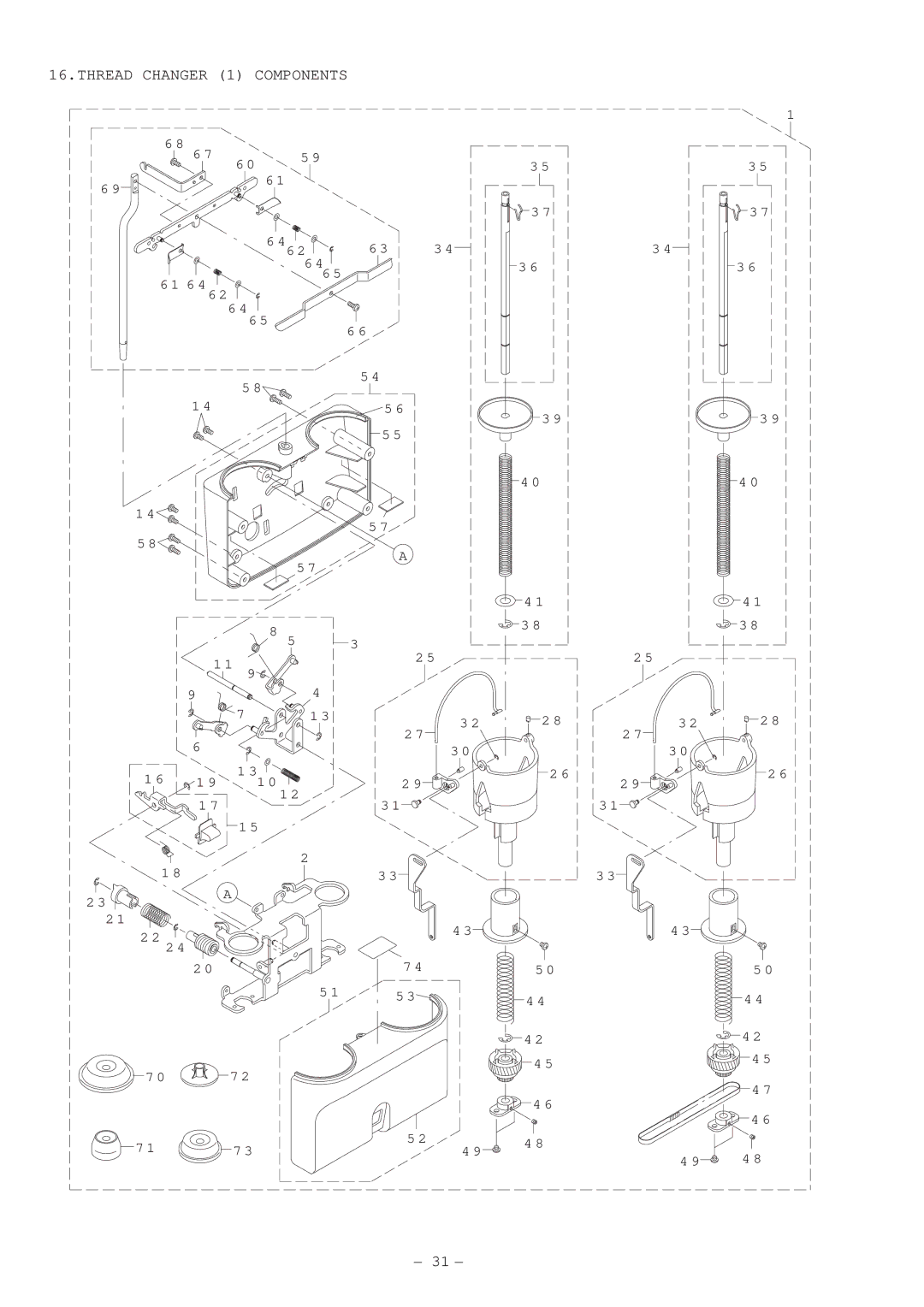 Singer XL-5000 manual Thread Changer 1 Components 