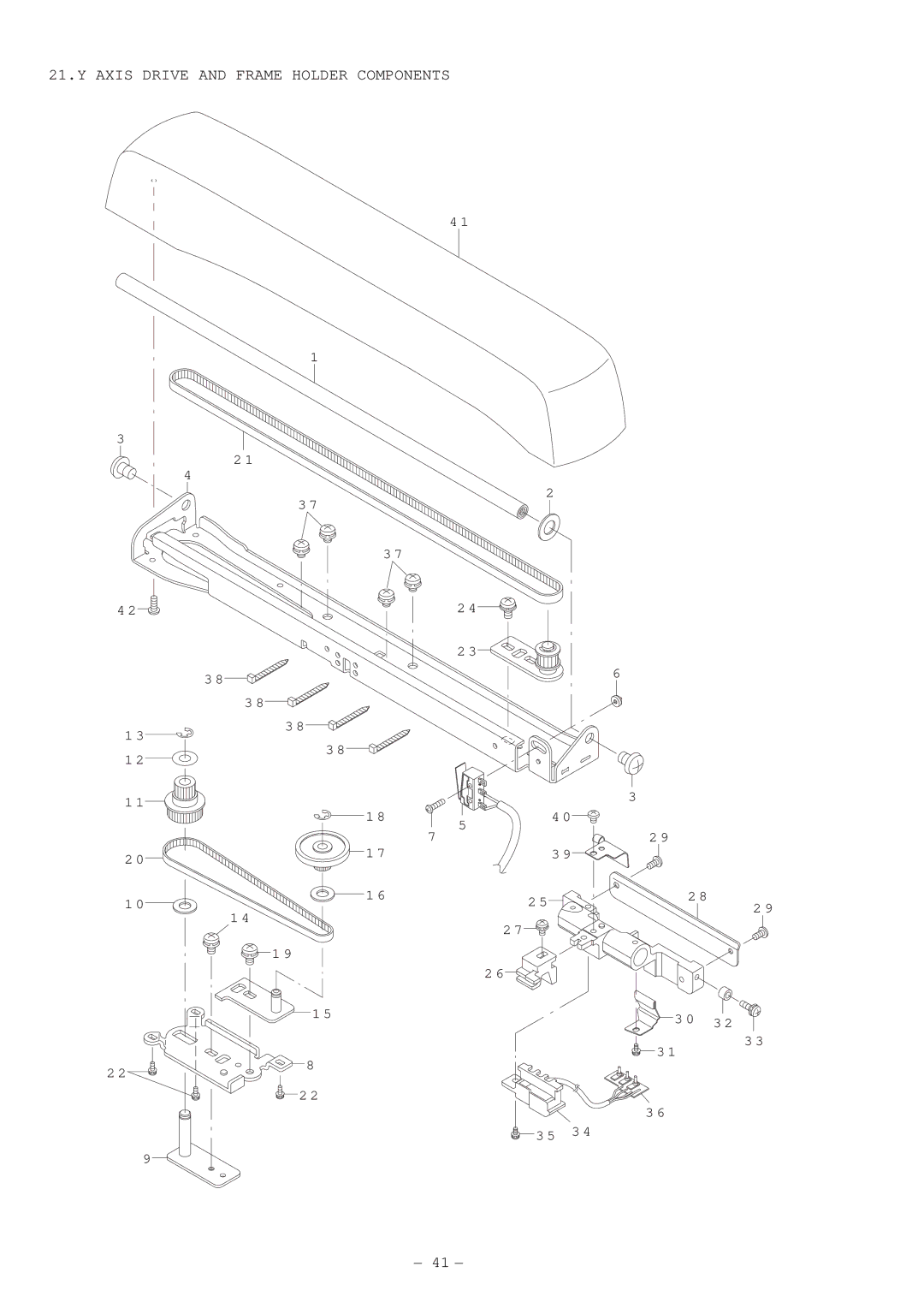 Singer XL-5000 manual Axis Drive and Frame Holder Components 