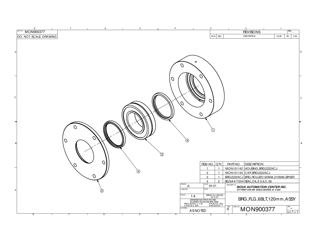 Sioux Tools 2050 manual MON900377, BRG22224CJ BRG,ROLLER,120MM,215MM,SPHER 