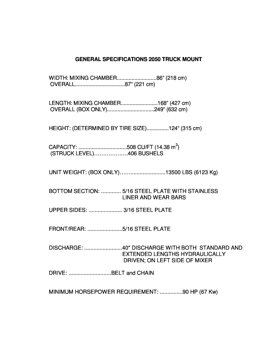Sioux Tools manual GENERAL SPECIFICATIONS 2050 TRUCK MOUNT 