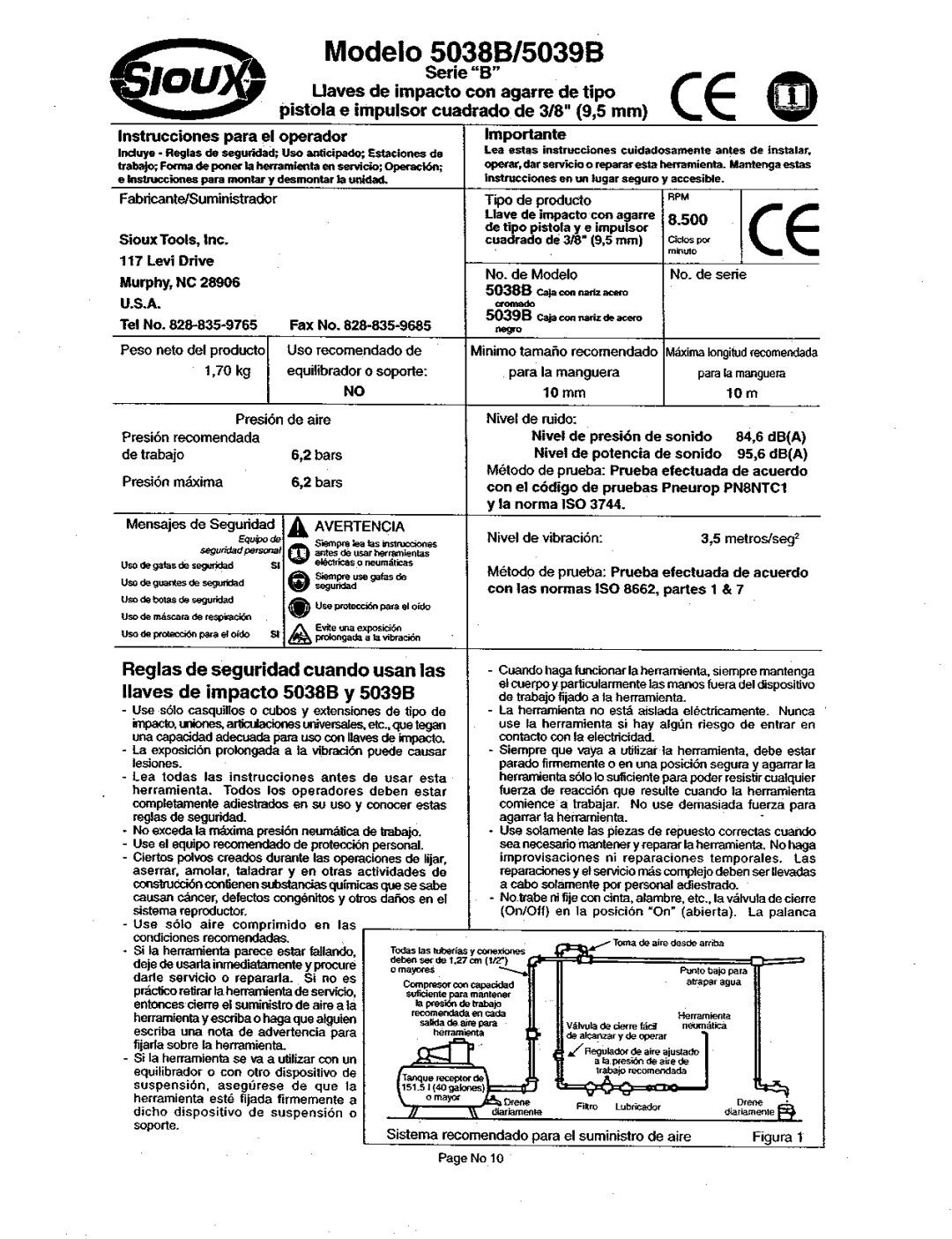 Sioux Tools 5039B, 5038B manual 