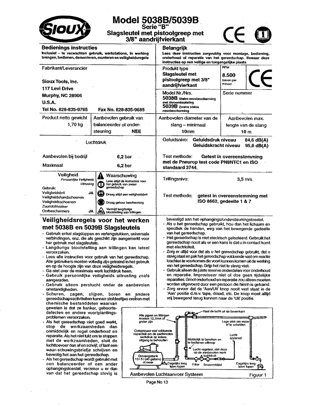 Sioux Tools 5038B, 5039B manual 